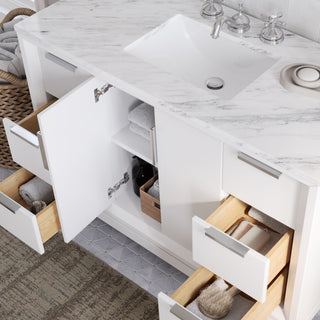 The Ezra Bathroom Vanity, Pure White, 48", Single Sink, Freestanding