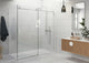 64"-68"x34"x78" Frameless Sliding Shower Door With Return Panel, Brushed Nickel