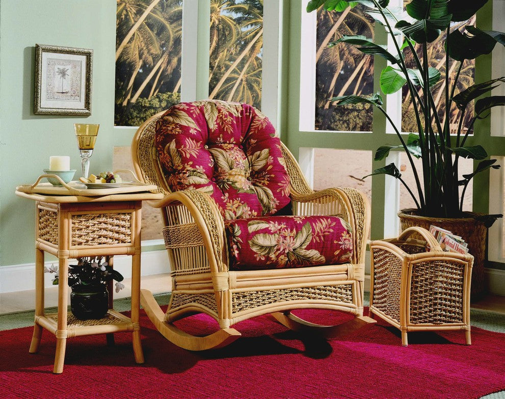 Spice Island Rocker, Natural, Botanical-Fern Fabric