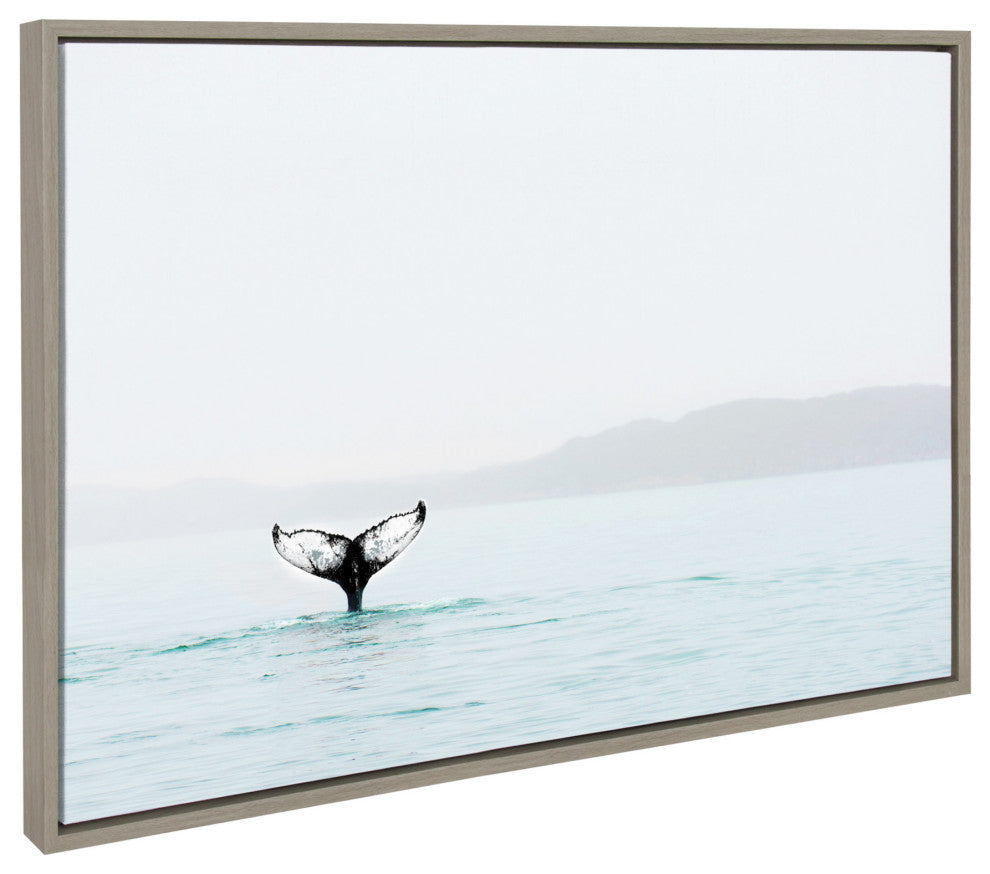 Sylvie Whale Tail In The Mist Framed Canvas By Amy Peterson, Gray 23x33