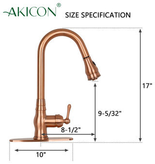 Pull Down Kitchen Faucet With Deck Plate, Single Level Solid Brass Sink Faucets,