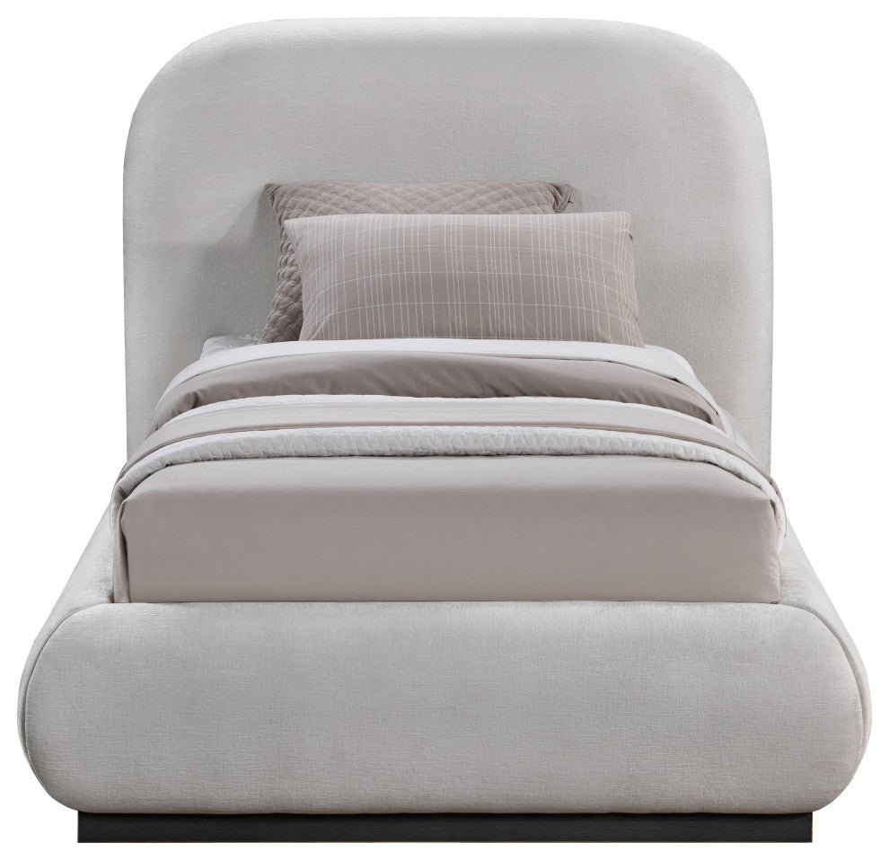 Vaughn Bed, Gray, Twin, Chenille Fabric, Black Finish