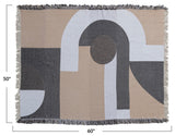 Modern Recycled Cotton Throw Blanket with Print and Fringe, Multicolor