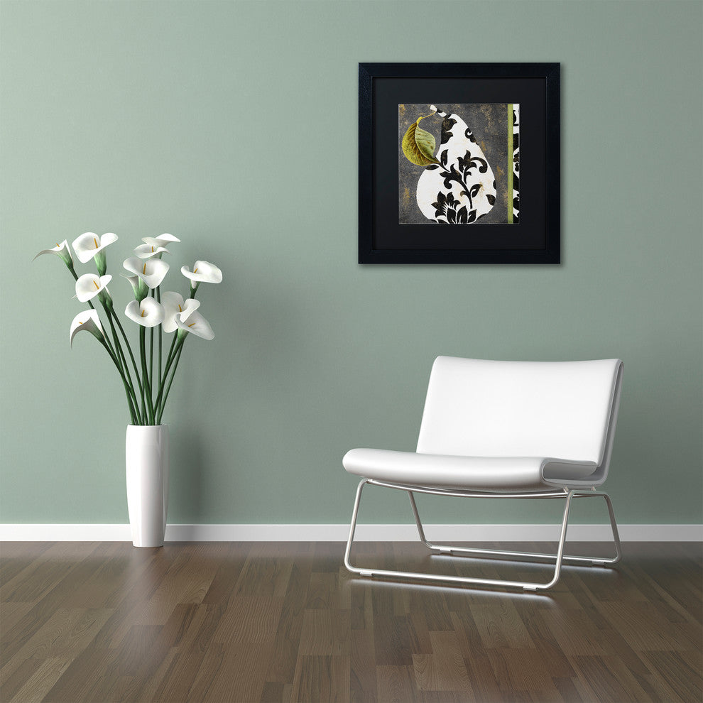 Color Bakery 'Decorative Pear I' Art, Black Frame, Black Matte, 16"x16"