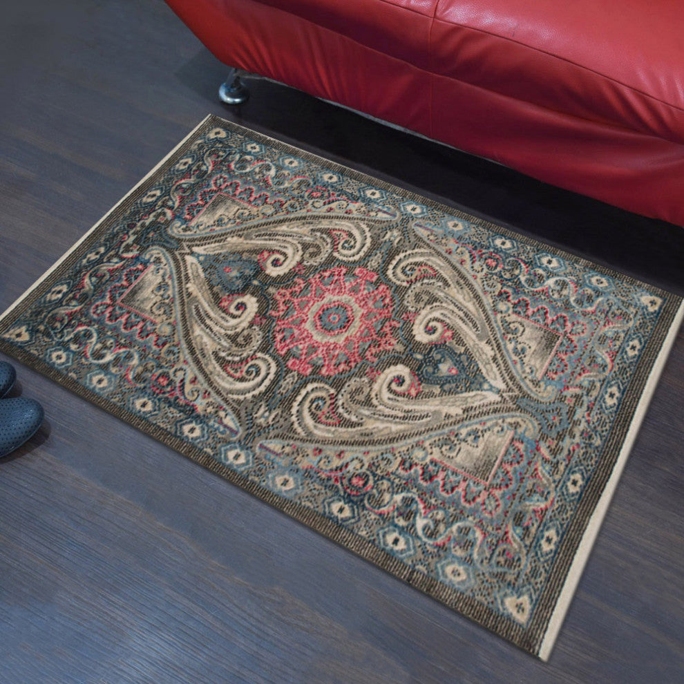 Machine Made Polyester Durable Indoor Outdoor Washable Oriental Pattern Footmat