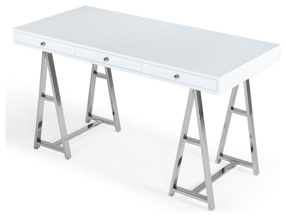 Modrest Ostrow White, Stainless Steel Desk