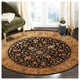 Agra Cinzia Traditional Black Floral Hand Knotted Wool Rug 8' Round