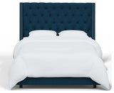 Tufted Sloped Wingback Bed, Nail Trim, Zuma Navy, Queen