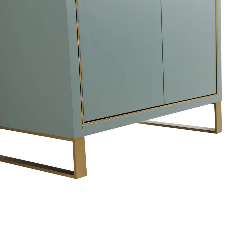 Opulence Bath Vanity, Mint Green, 30", Satin Brass Hardware, White Carrara Top