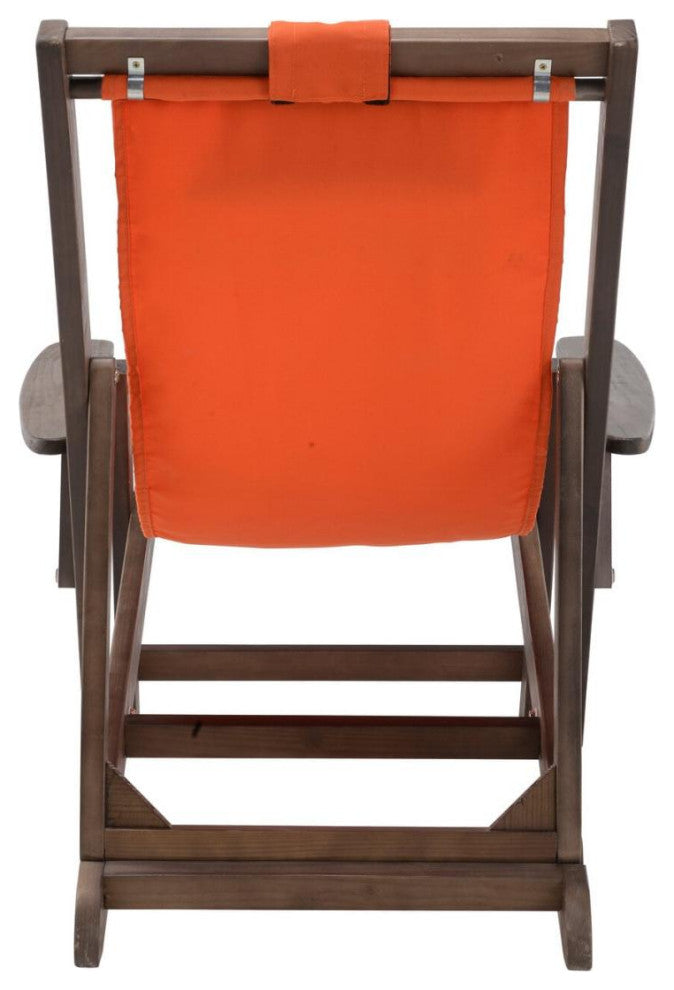 Romantic Collection Canvas Sling Chair With Cup And Wine Holder, Dark Brown Fram