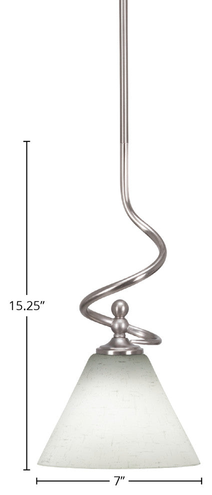 Capri Stem Mini Pendant In Brushed Nickel Finish With 7" White Muslin