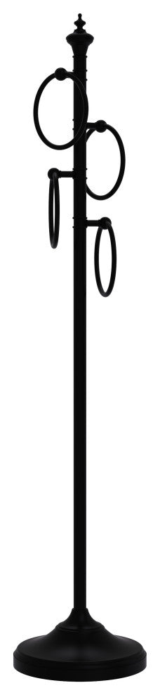 Floor Standing 4 Towel Ring Stand, Matte Black