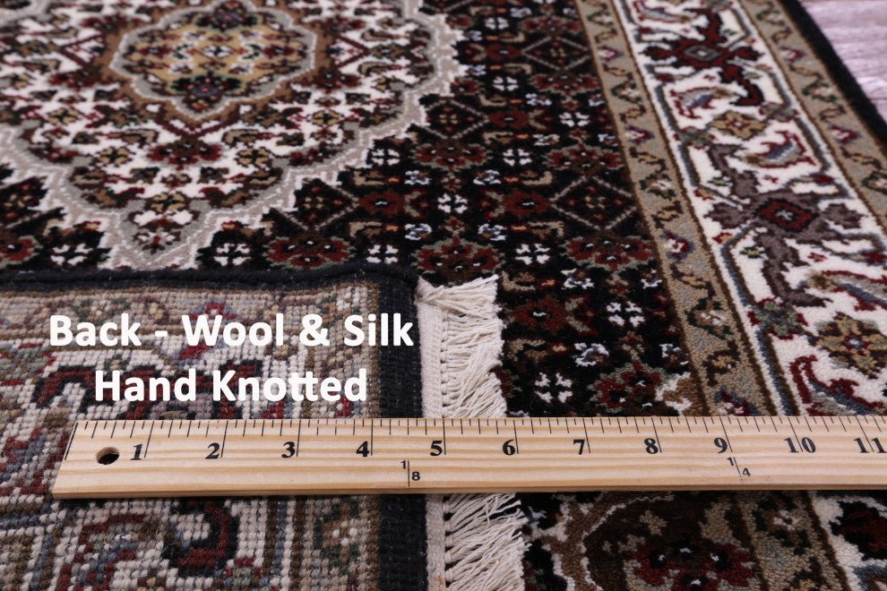 2' 7" X 20' 2" Runner Persian Tabriz Wool and Silk Hand Knotted Rug Q5979