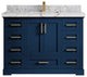 Boston 48" Single Sink Bath Vanity in Navy Blue 2" Viola Gold