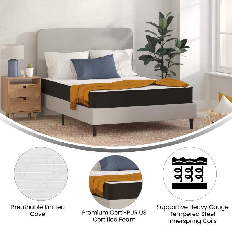 Capri Comfortable Sleep 8 Inch CertiPUR-US Certified Hybrid Mattress in a Box, Gray, Queen