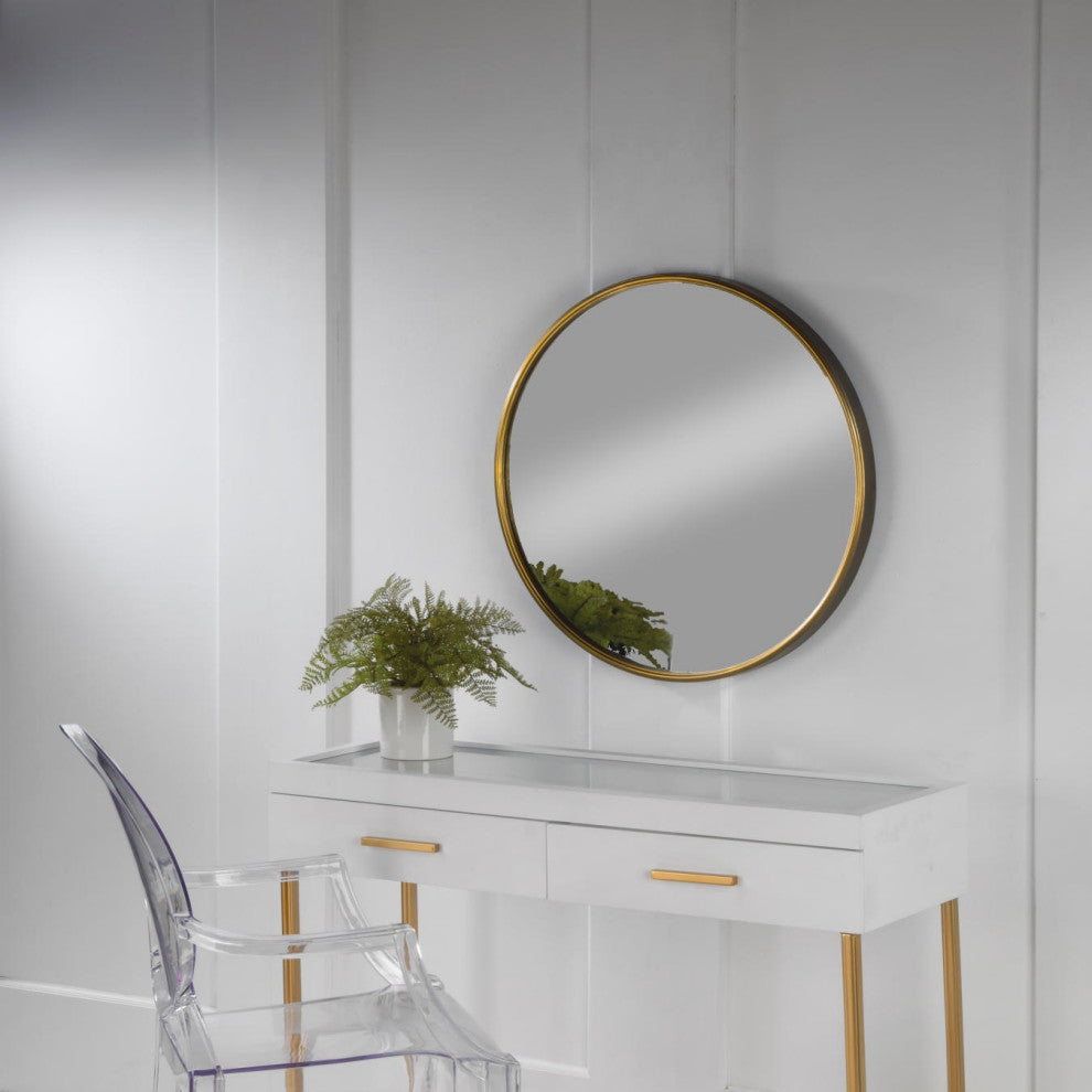 26" Round Metal Framed Wall Mirror