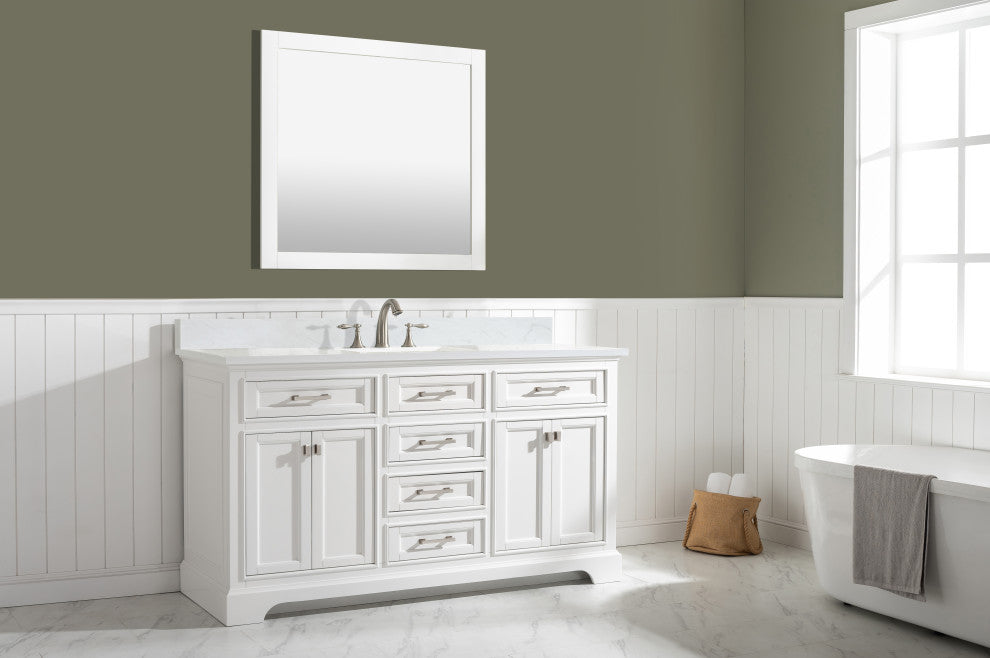 Milano Transitional White 60" Single Sink Vanity