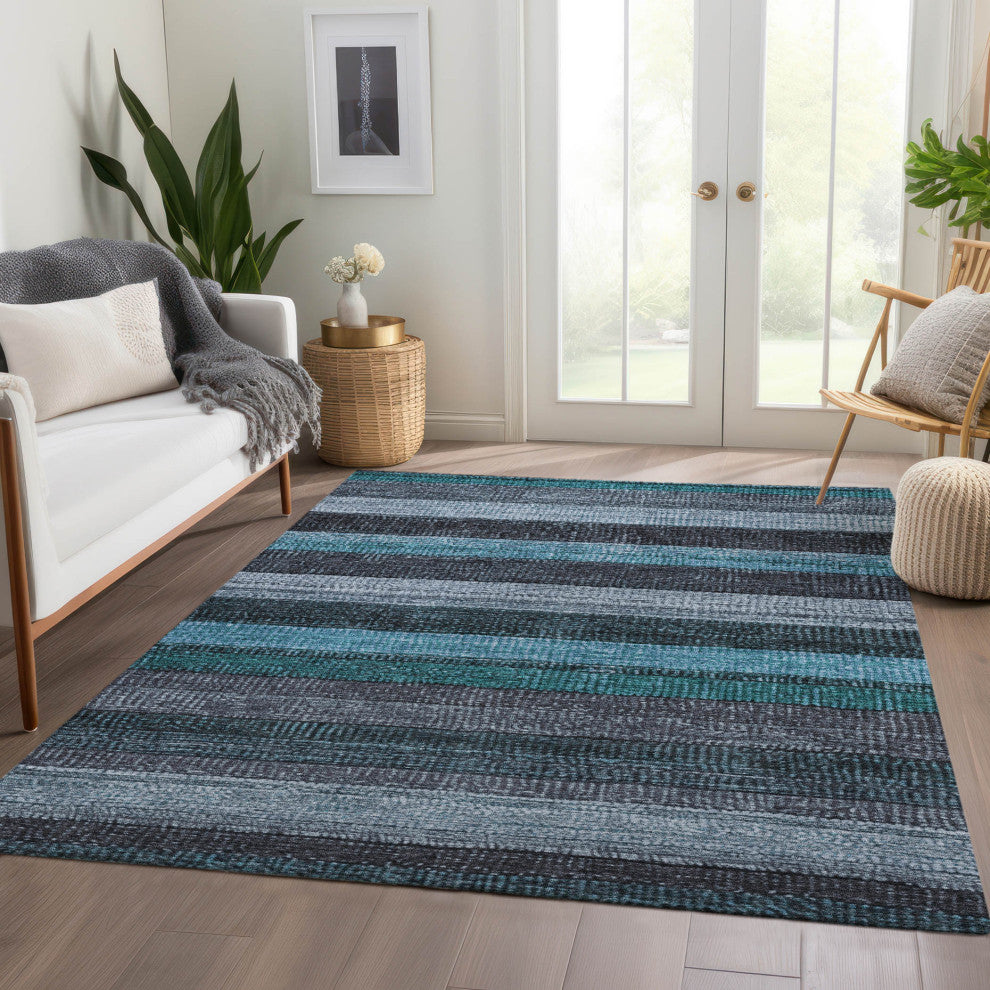 Machine Washable Indoor/Outdoor Chantille ACN1865 Teal 9' x 12' Rug