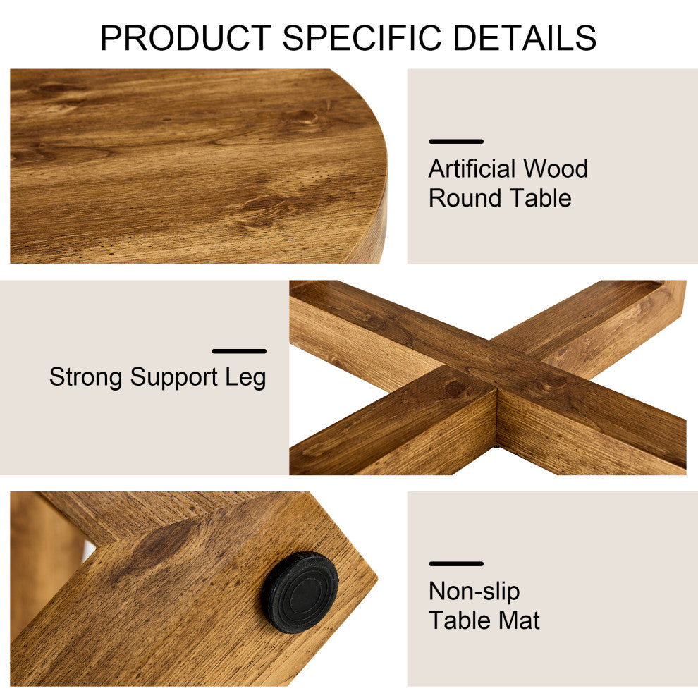 Gewnee Rustic Natural Round Coffee Table
