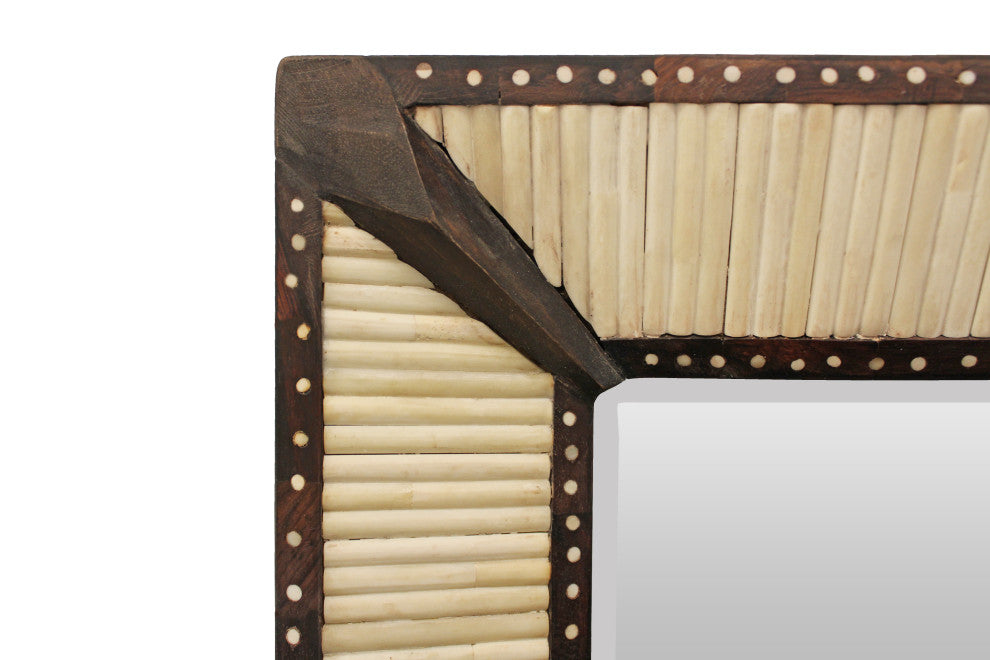 Orlando Vincent Metal Mirror with Bone Frame in Ivory