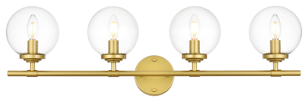4 Light Brass And Clear Bath Sconce