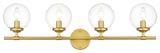 4 Light Brass And Clear Bath Sconce