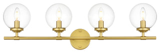 4 Light Brass And Clear Bath Sconce