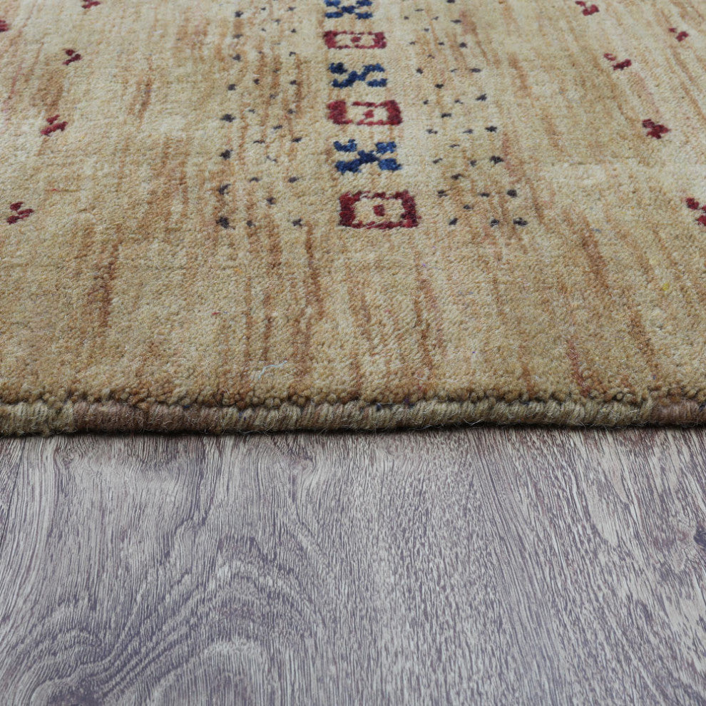 HAND KNOTTED LOOM WOOL ECO-FRIENDLY AREA RUGS - Rectangle, Gold, Contemporary