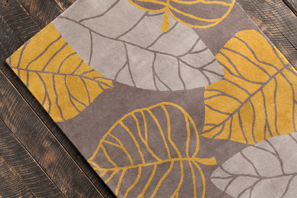 Allie Transitional Leaves Contemporary Area Rug, 8'x10'