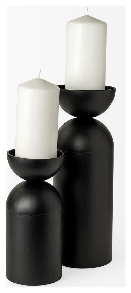 Alex Large Black Metal Cylindrical Table Candle Holder