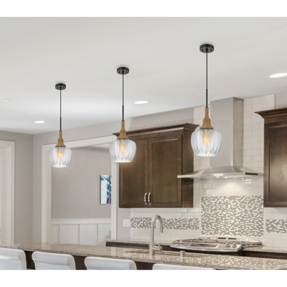 Monroe 1 Light 21" Height Clear Glass Pendant