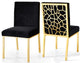 Opal Velvet Dining Chairs, Set of 2, Black, Gold Base