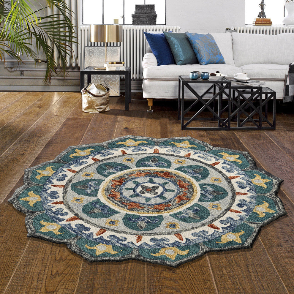 Eclectic Floral Mandala Indoor Area Rug, 4' Round