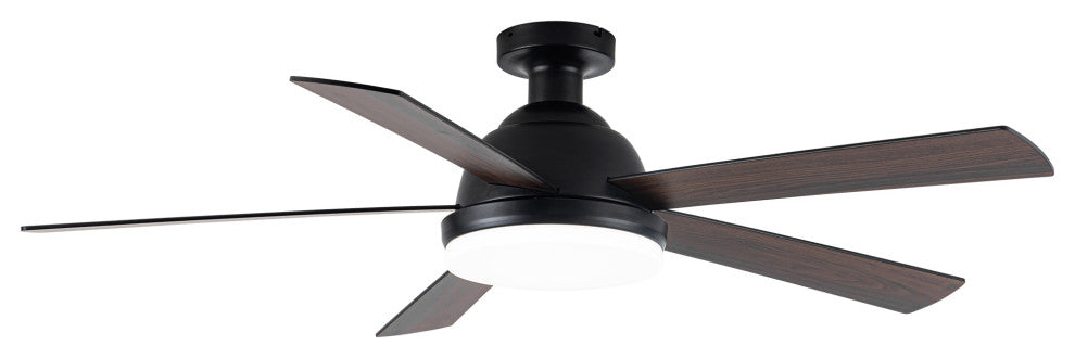 52-inch Modern Wood Black LED Ceiling Fan with Remote