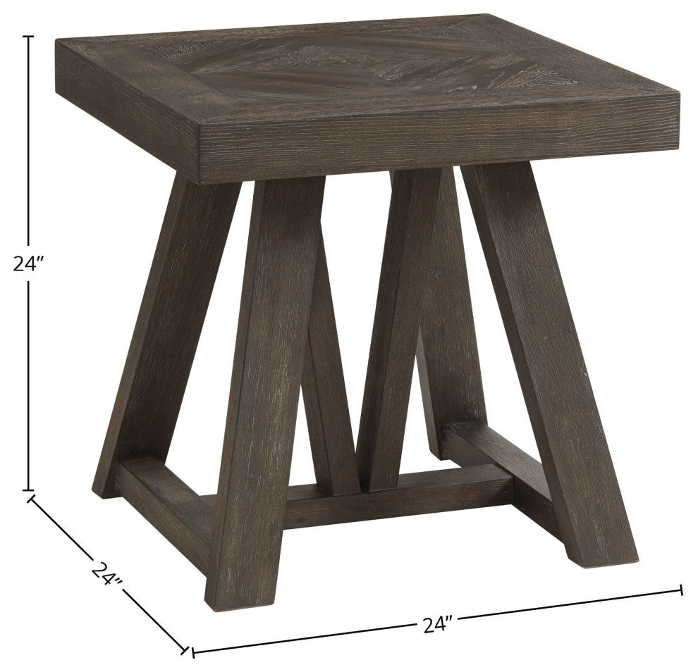 Hearst 24" Wide End Table With Trestle-styled Base, Reclaimed Chevron