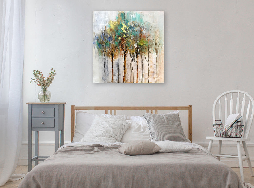 "Color Me Trees" Hand Painted Canvas Art - Wrapped Canvas Painting
