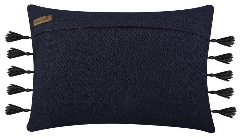 Blue Denim Gold Printed Spots Cotton 12"x14" Lumabr Pillow Cover, Leopard Gold