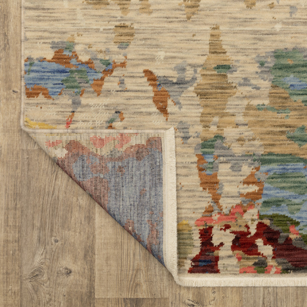 Saturn Melded Abstract Beige/Multi Wool Blend Area Rug Runner 2'6" x 12'