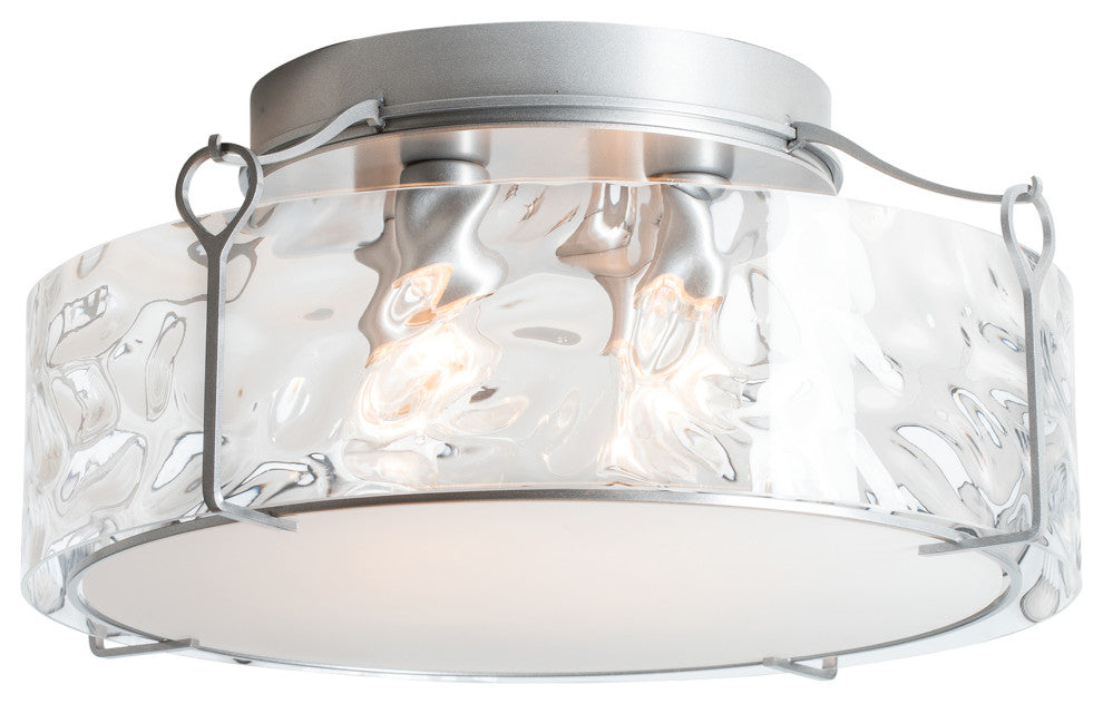 Bow Large Semi-Flush, Vintage Platinum Finish, Water Glass