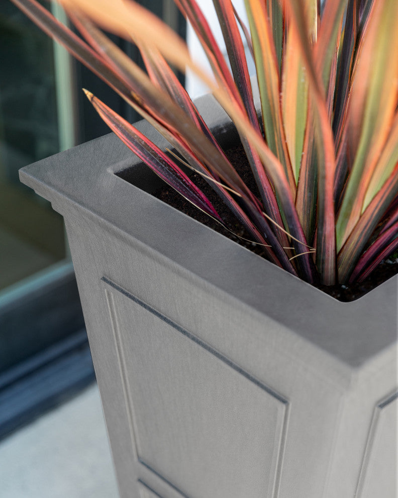 Brixton Tall Planter, 28", Gray, 28 Inch, 2 Pack