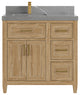 Santa Monica 36 Left Offset  Bath Vanity in Whitewashed Teak 2" Piatra Gray