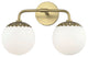 Paige 2-Light Bath Light, Aged Brass Finish