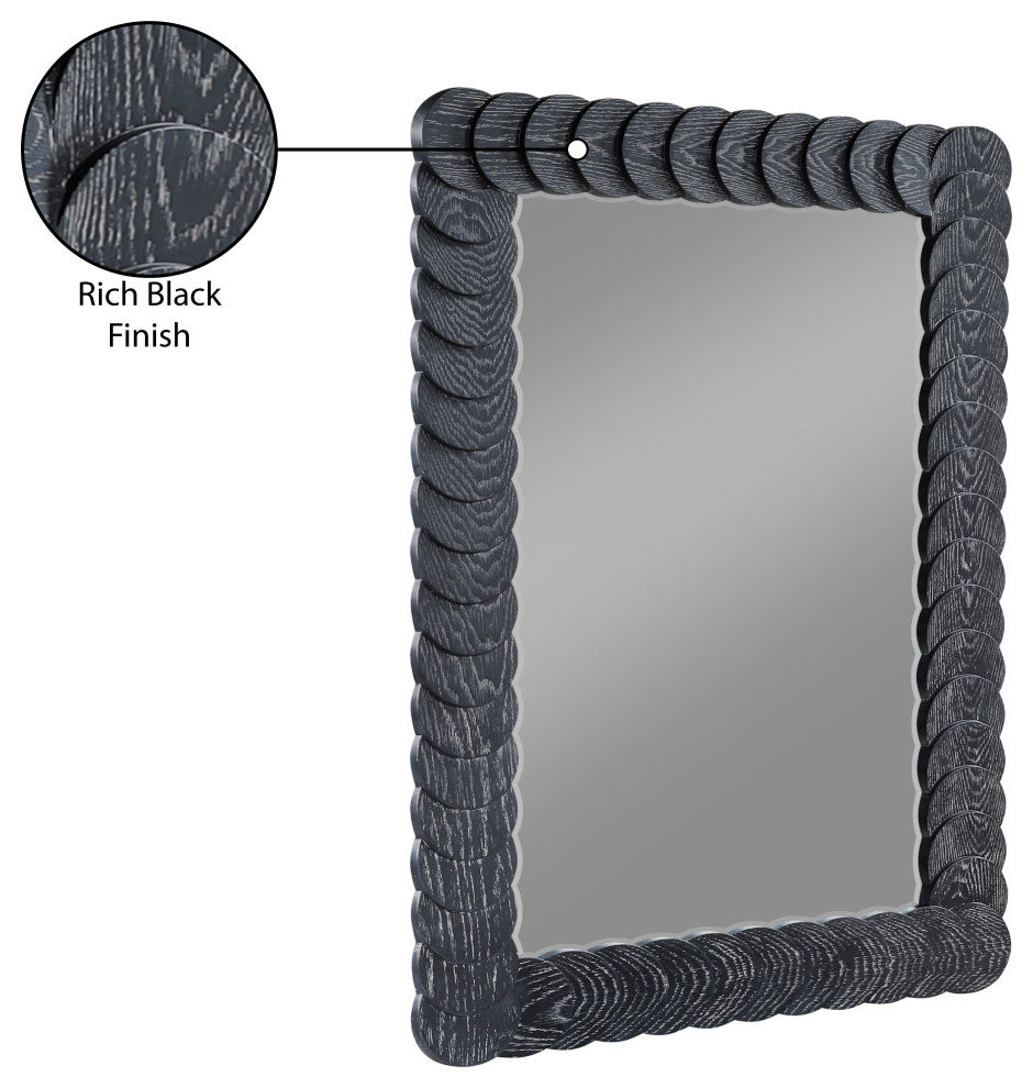 Revolve Oak Veneer Mirror, Black, Rectangular