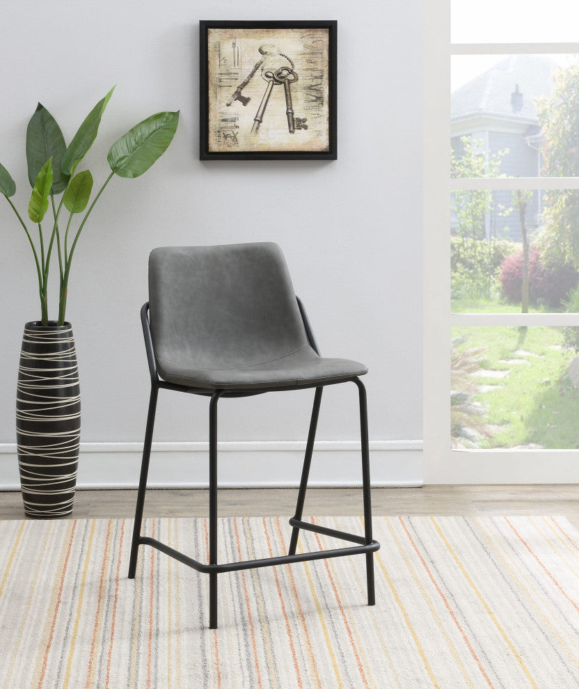 Set of 2 Counter Height Stool, Gray and Black