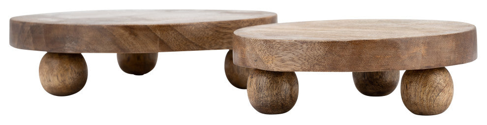 Wood, Set of 2 8/10"D Round Risers, Natural