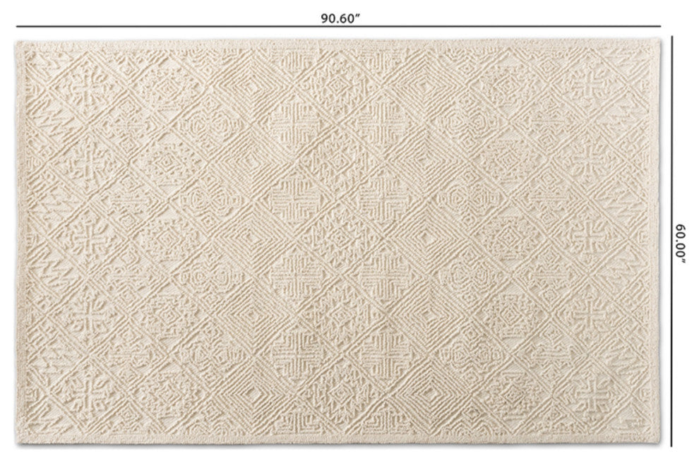 Meltem Modern and Contemporary Ivory Handwoven Wool Area Rug