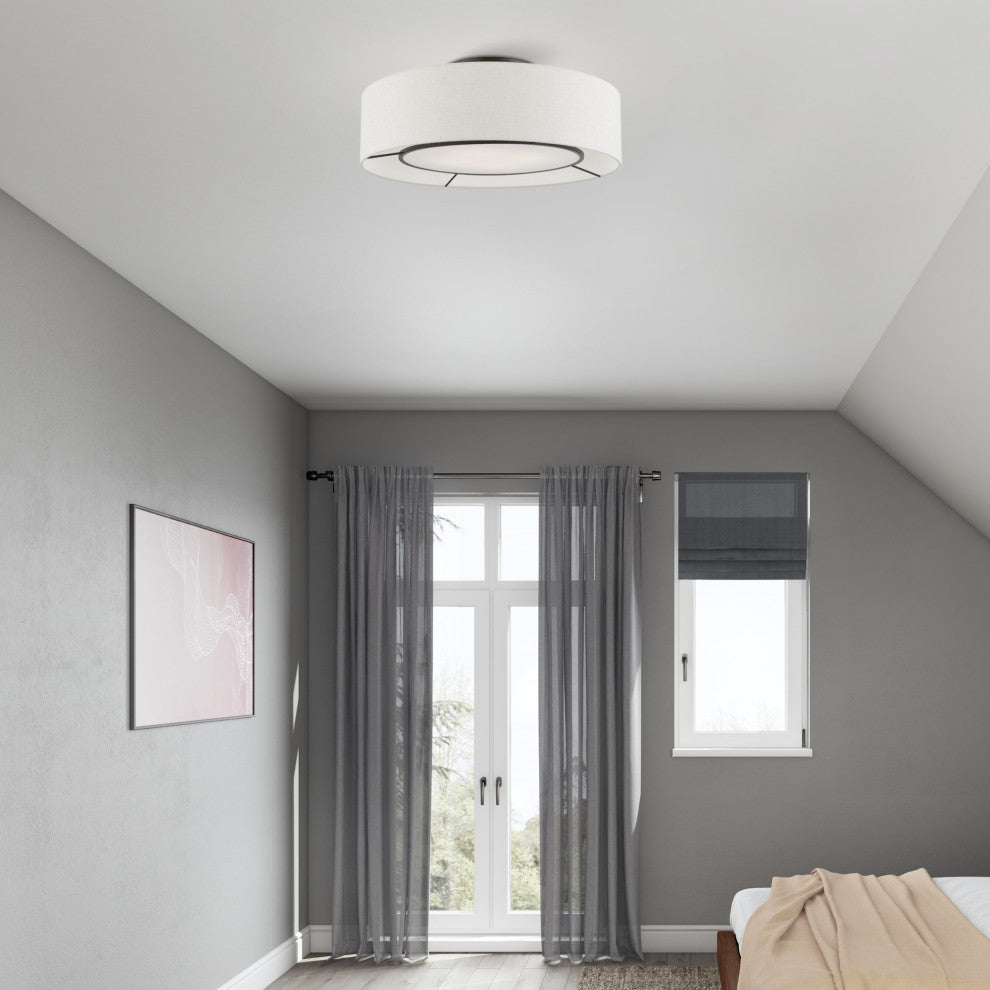 Ellsworth 4 Light English Bronze With Shiny White Accents Semi-Flush