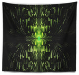 Green Butterfly Pattern on Black Abstract Wall Tapestry, 60"x50"