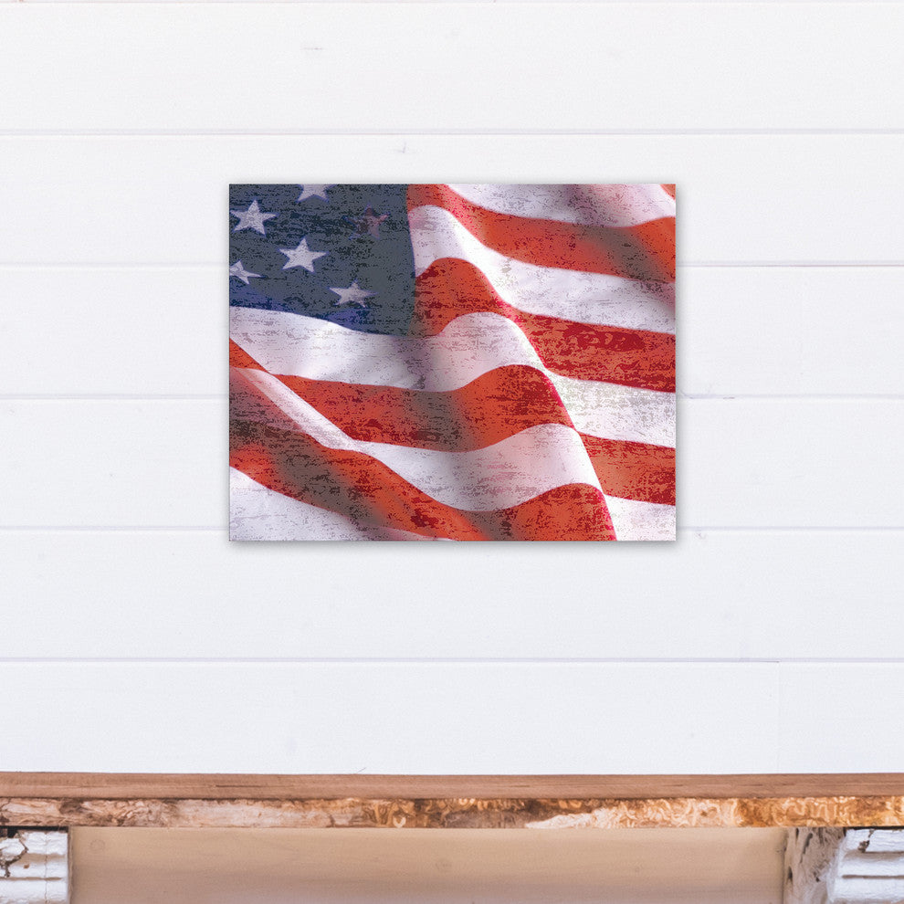 Distressed American Flag 16x20 Canvas Wall Art