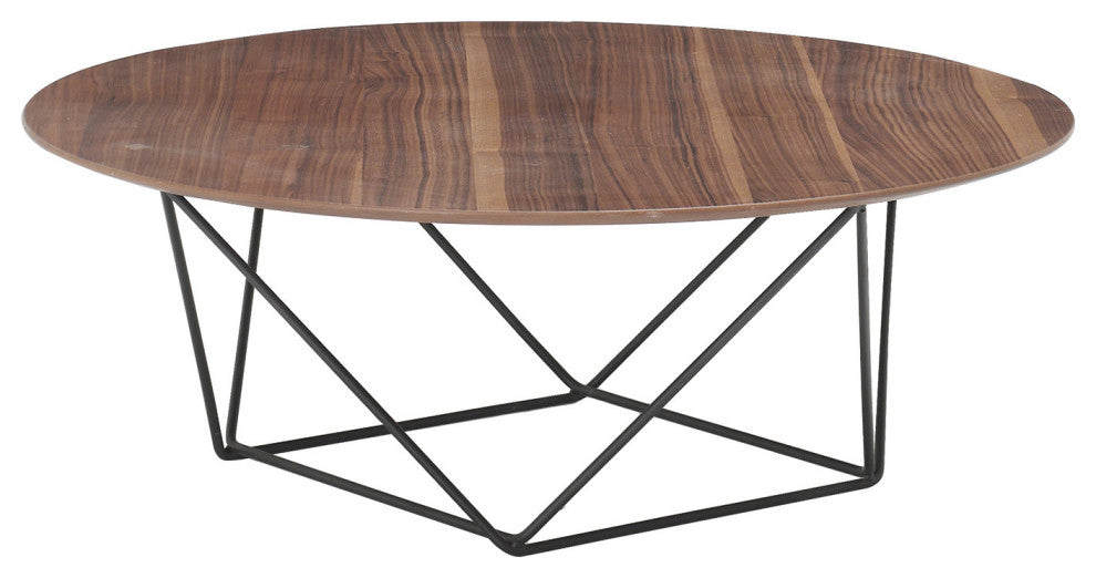 41" Mod Geo Brown and Black Wood and Iron Coffee Table